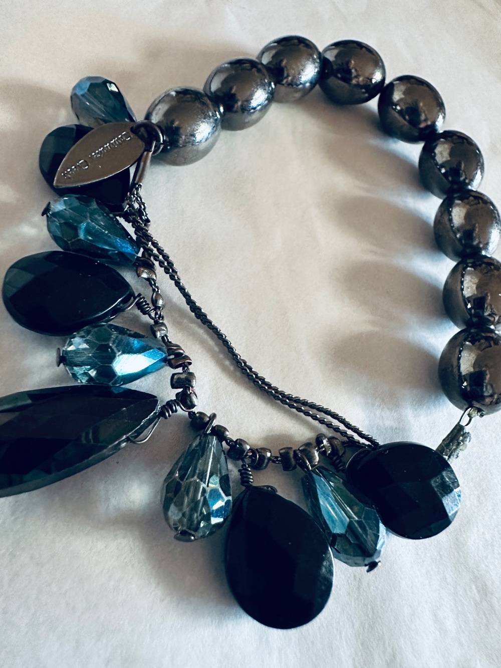 Coldwater Creek Bracelet Teal and Gunmetal Teardrop Vintage